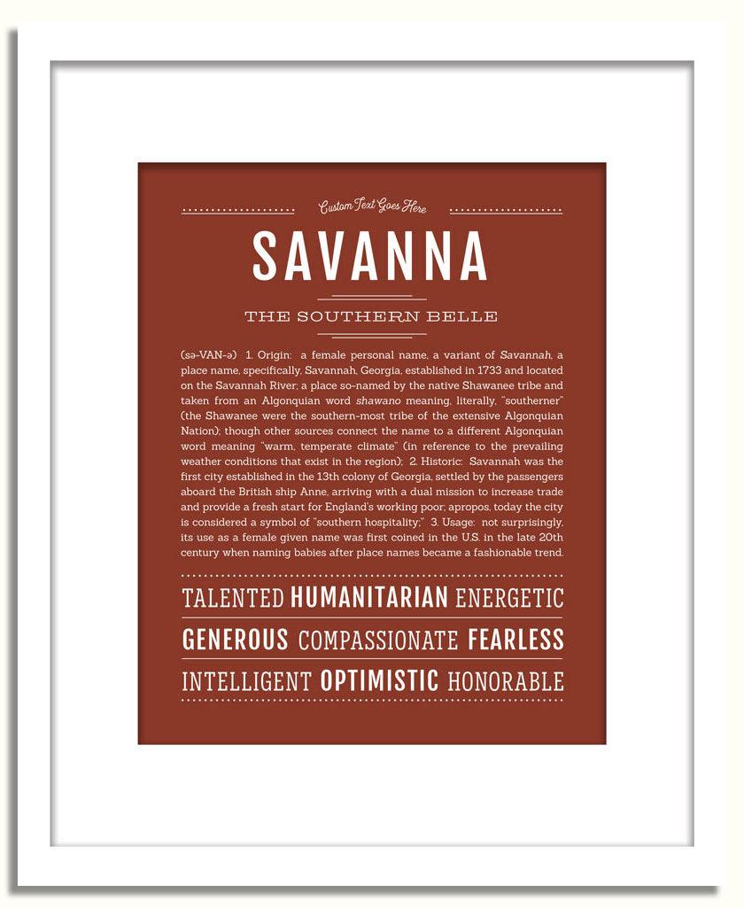 Savanna Personalized Name Meaning Art Prints – Name Stories