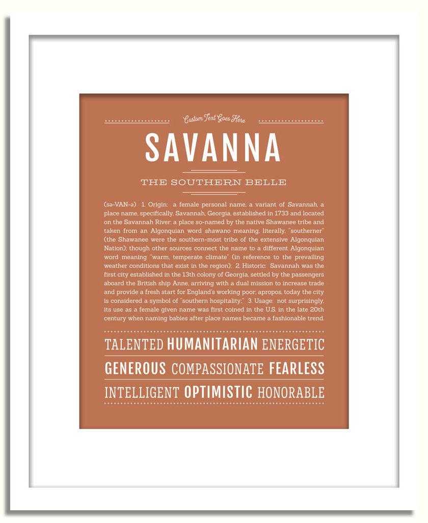 Savanna Personalized Name Meaning Art Prints – Name Stories