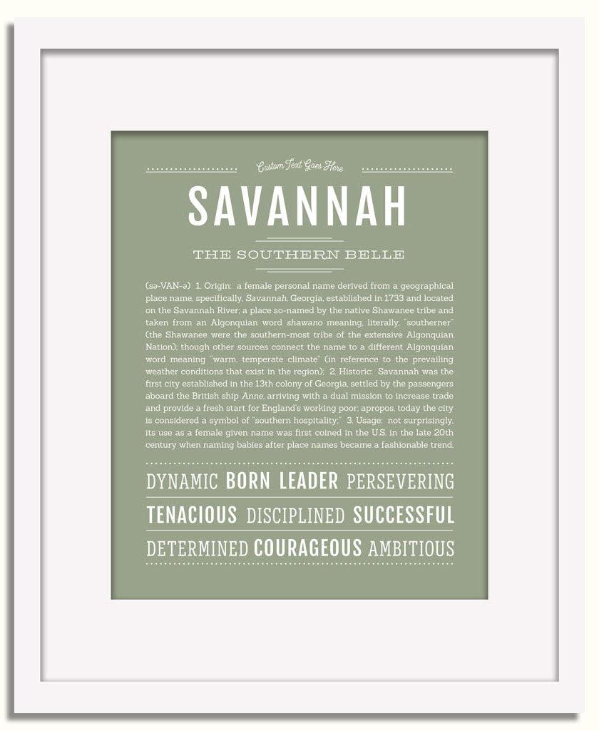 Savannah Personalized Name Meaning Art Prints – Name Stories