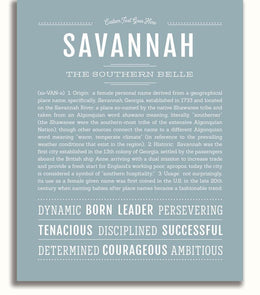 Savannah | Name Art Print – Name Stories