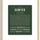 Sawyer (male) | Name Art Print