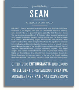 Sean Name Lettering Sean Personalized Name Meaning Art Prints – Name Stories