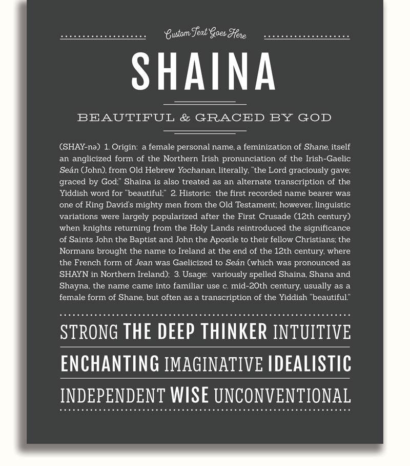 Shaina Lettering Shaina Personalized Name Meaning Art Prints – Name Stories