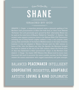 Shane Letters Shane Personalized Name Meaning Art Prints – Name Stories