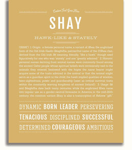 Shay Personalized Name Meaning Art Prints – Name Stories