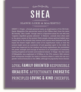 Shea Personalized Name Meaning Art Prints – Name Stories