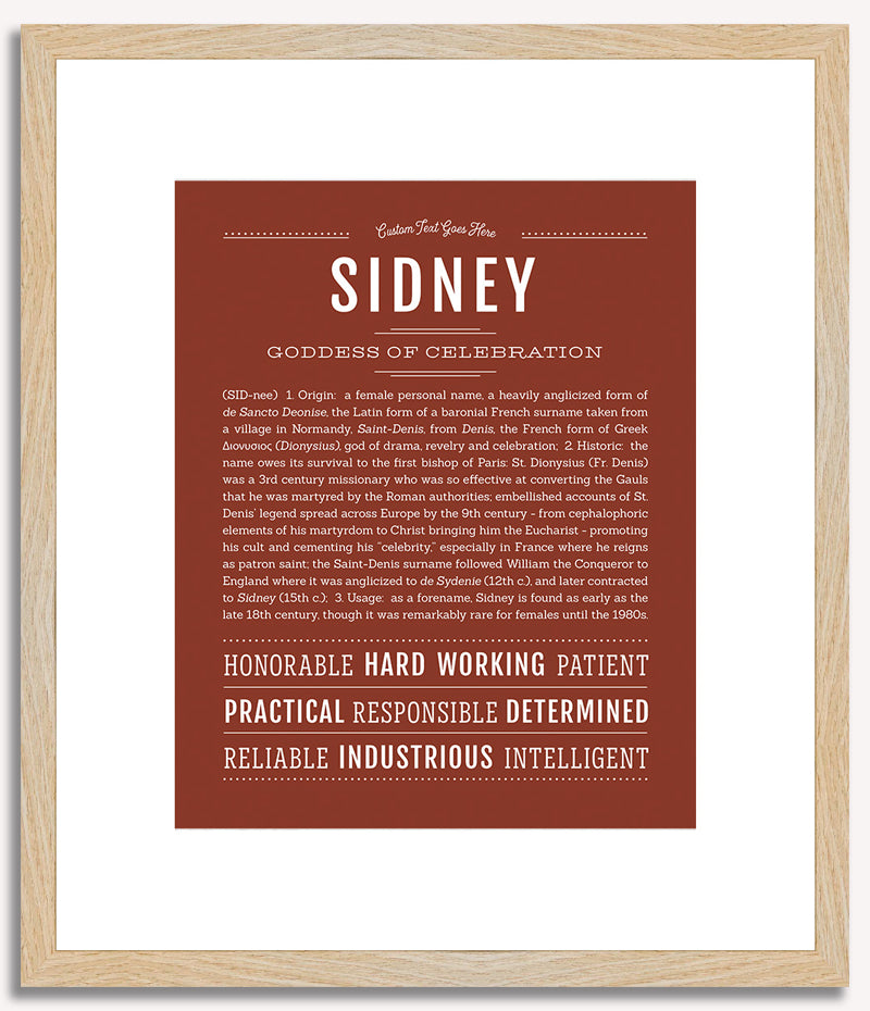 Sidney (female) | Name Art Print