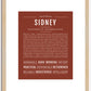 Sidney (male) | Name Art Print