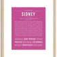 Sidney (male) | Name Art Print