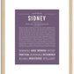 Sidney (male) | Name Art Print