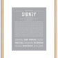 Sidney (male) | Name Art Print