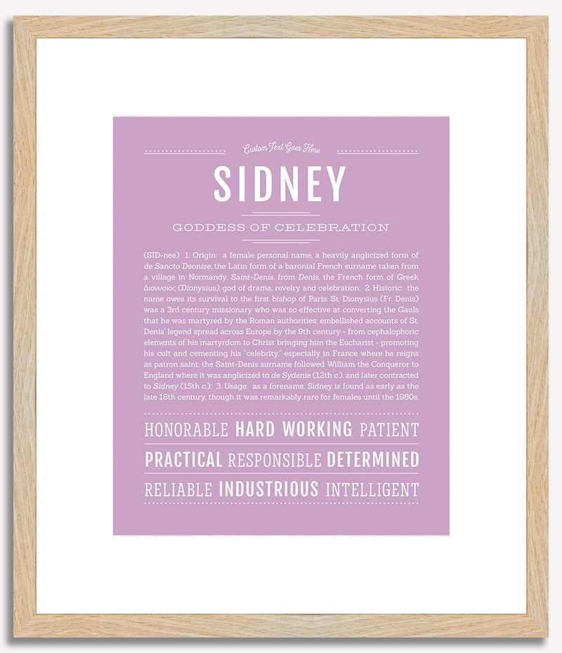 Sidney (female) | Name Art Print