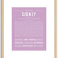 Sidney (male) | Name Art Print