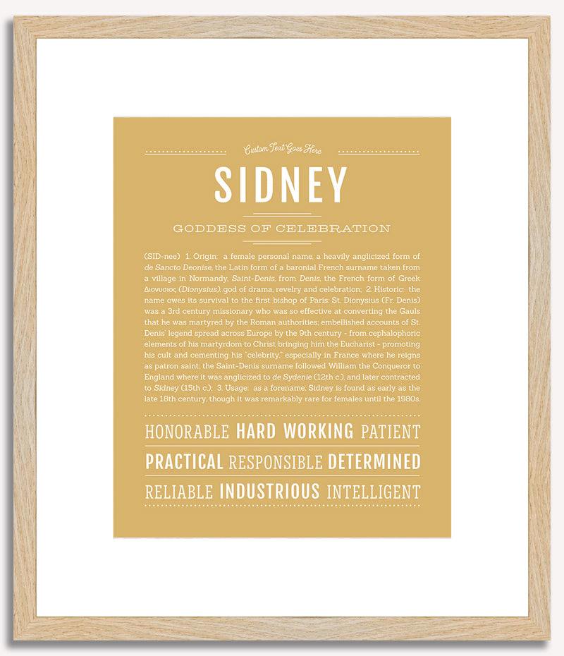 Sidney (female) | Name Art Print