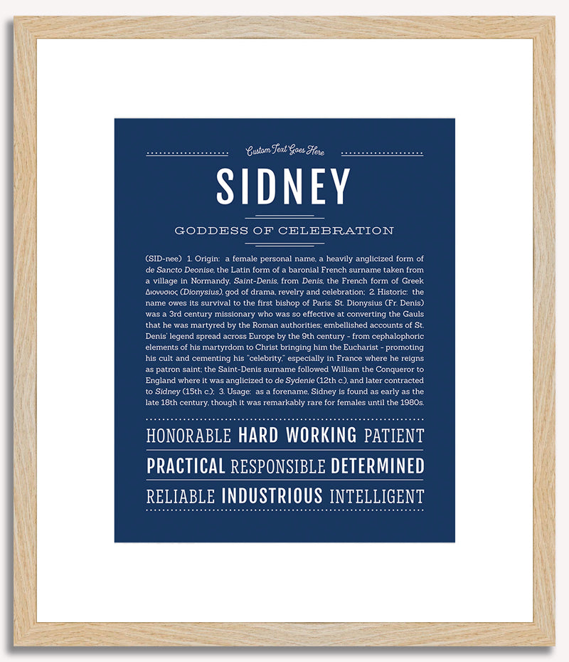 Sidney (female) | Name Art Print