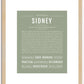 Sidney (male) | Name Art Print