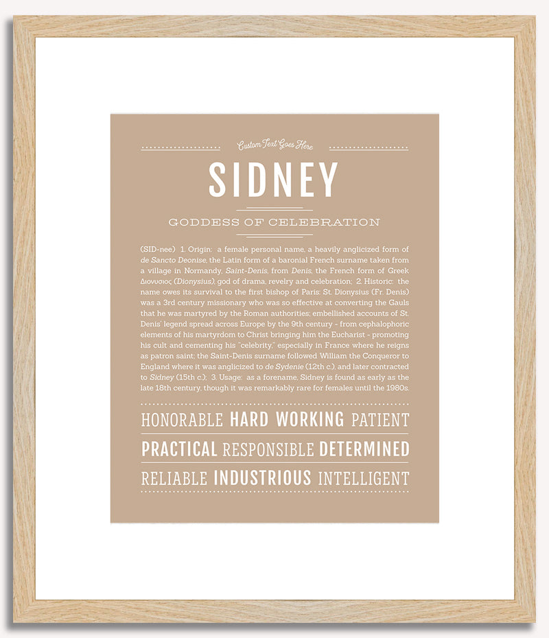 Sidney (female) | Name Art Print