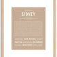 Sidney (male) | Name Art Print