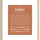 Sidney (male) | Name Art Print