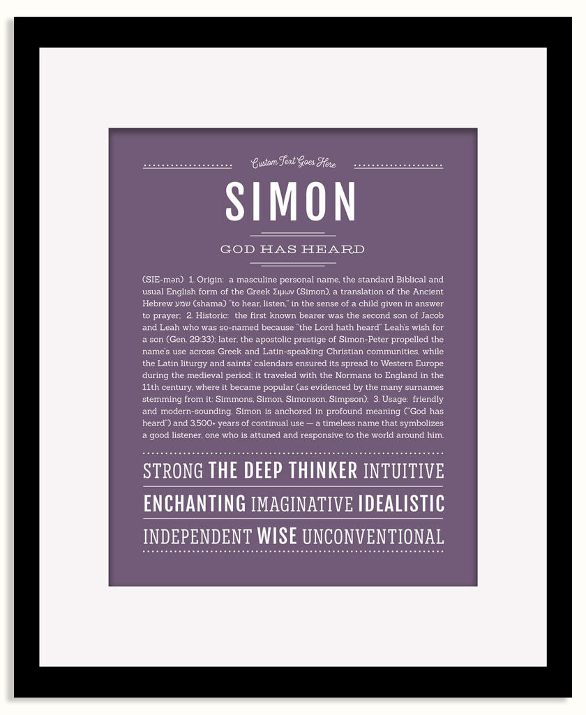 Frame Options | Deep Purple | Black Frame, Matted