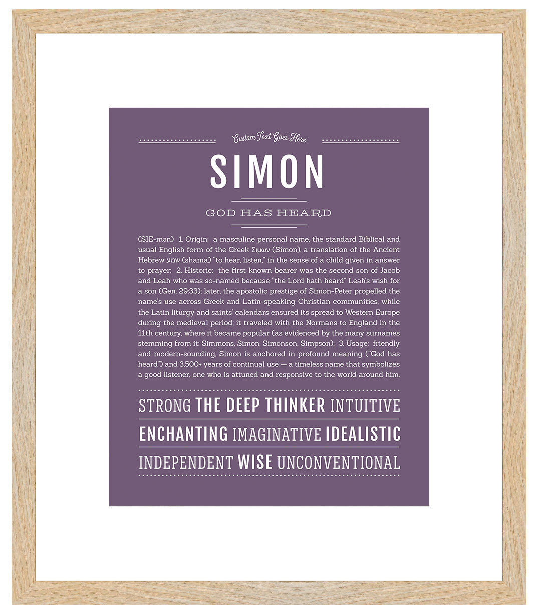 Frame Options | Deep Purple | Maple Frame, Matted