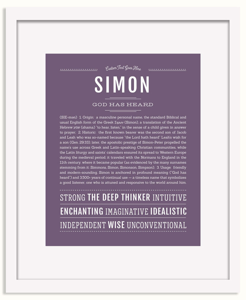 Frame Options | Deep Purple | White Frame, Matted