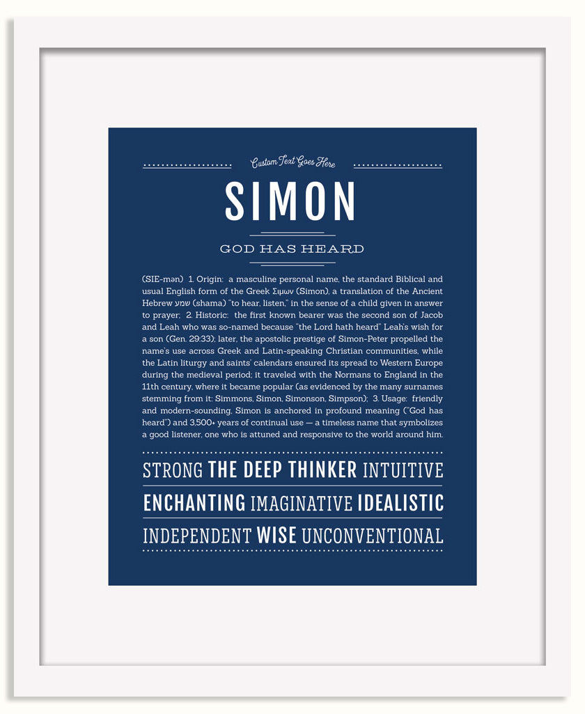 Frame Options | Midnight Blue | White Frame, Matted