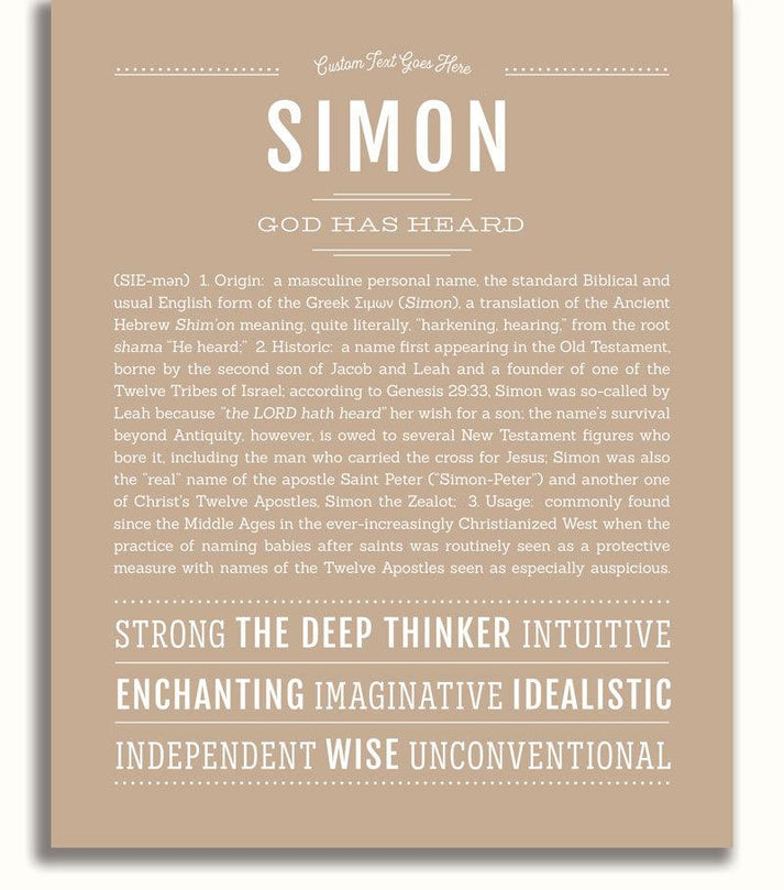 Simon Personalized Name Meaning Art Prints – Name Stories