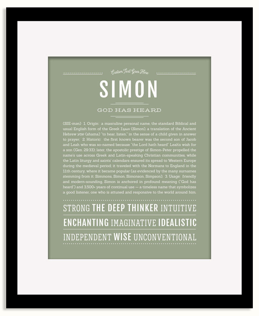 Frame Options | Sage | Black Frame, Matted