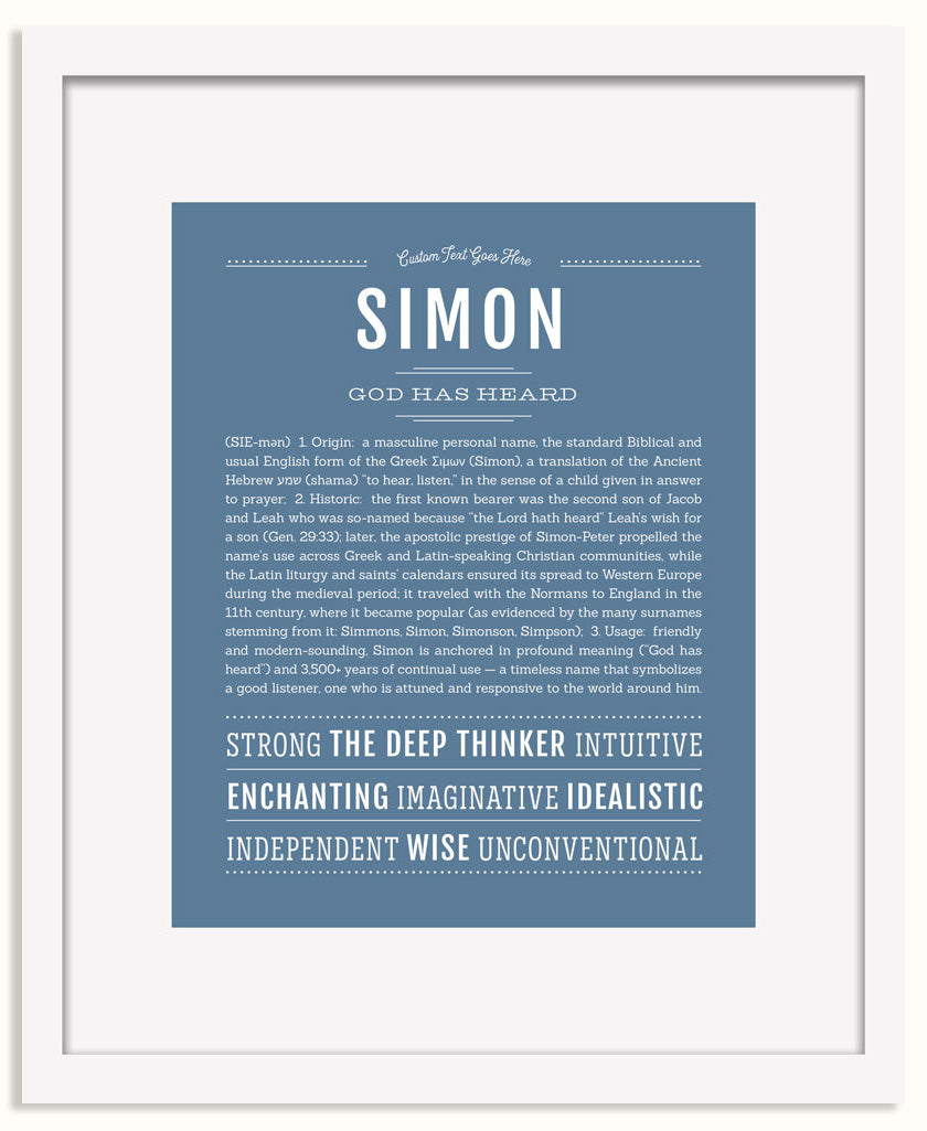 Frame Options | Steele Blue | White Frame, Matted