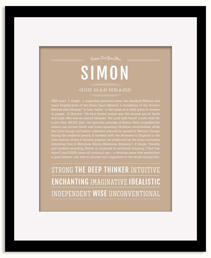 Frame Options | Tan | Black Frame, Matted