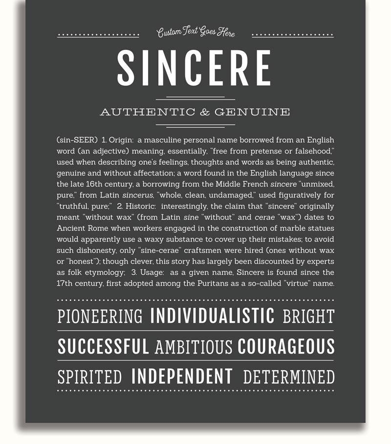 Sincere Personalized Name Meaning Art Prints – Name Stories