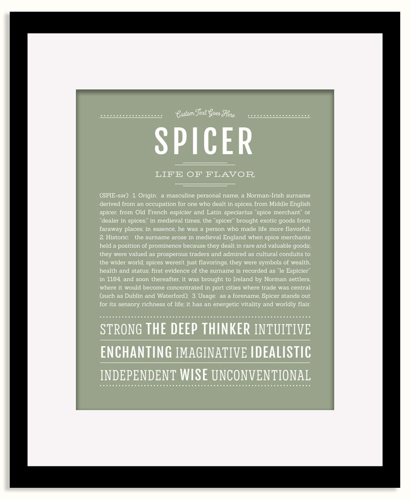 Frame Options | Sage | Black Frame, Matted