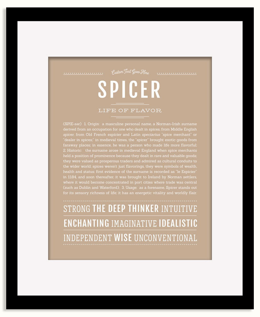 Frame Options | Tan | Black Frame, Matted