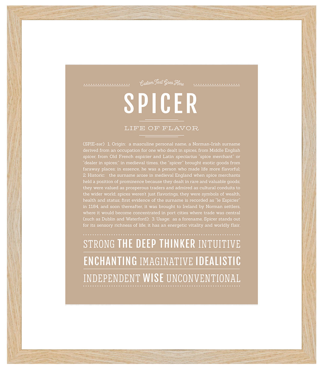 Frame Options | Tan | Maple Frame, Matted