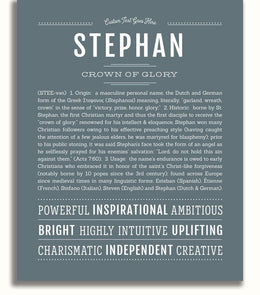 Stephan Personalized Name Meaning Art Prints – Name Stories