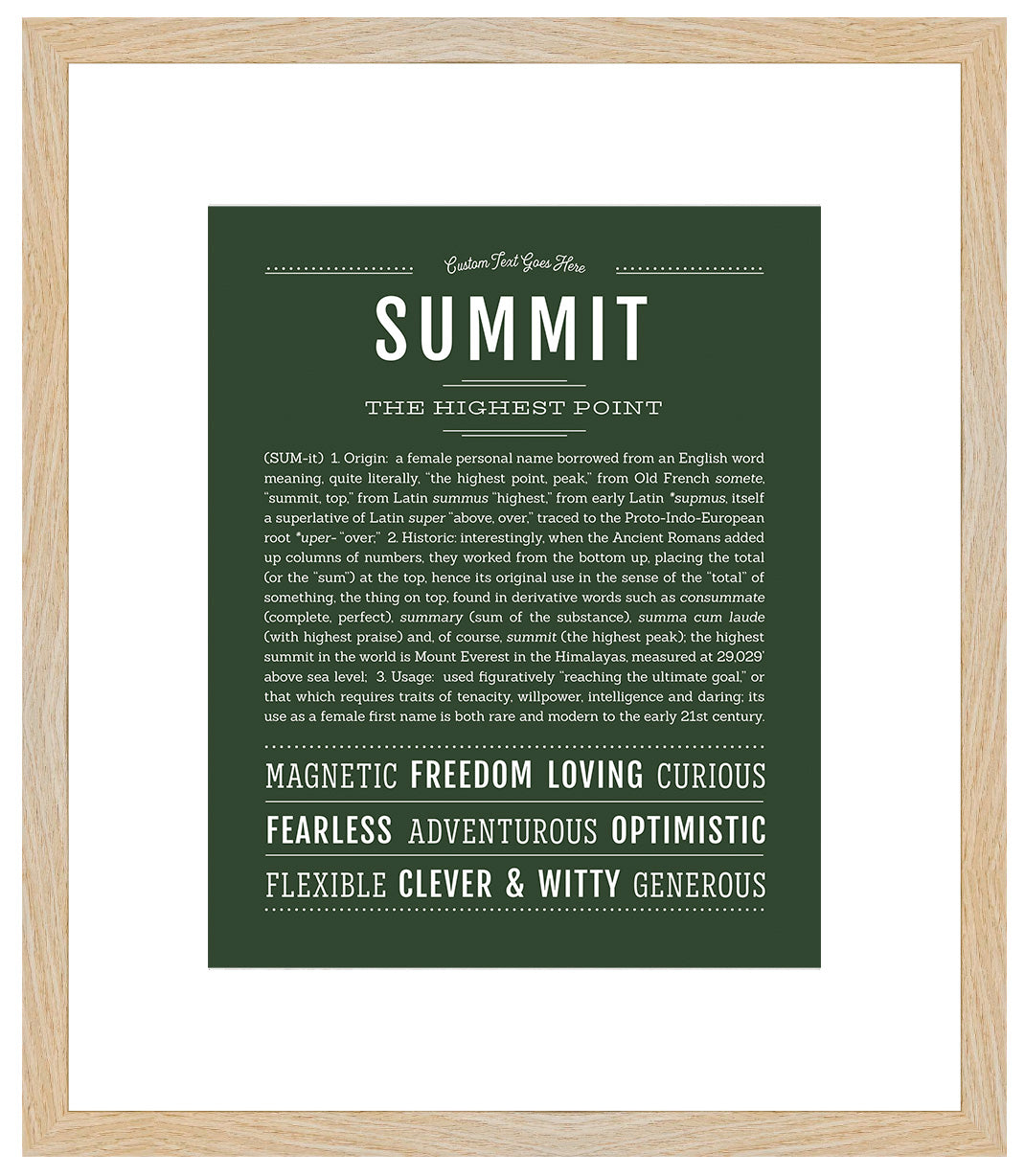 Summit (female) | Name Art Print