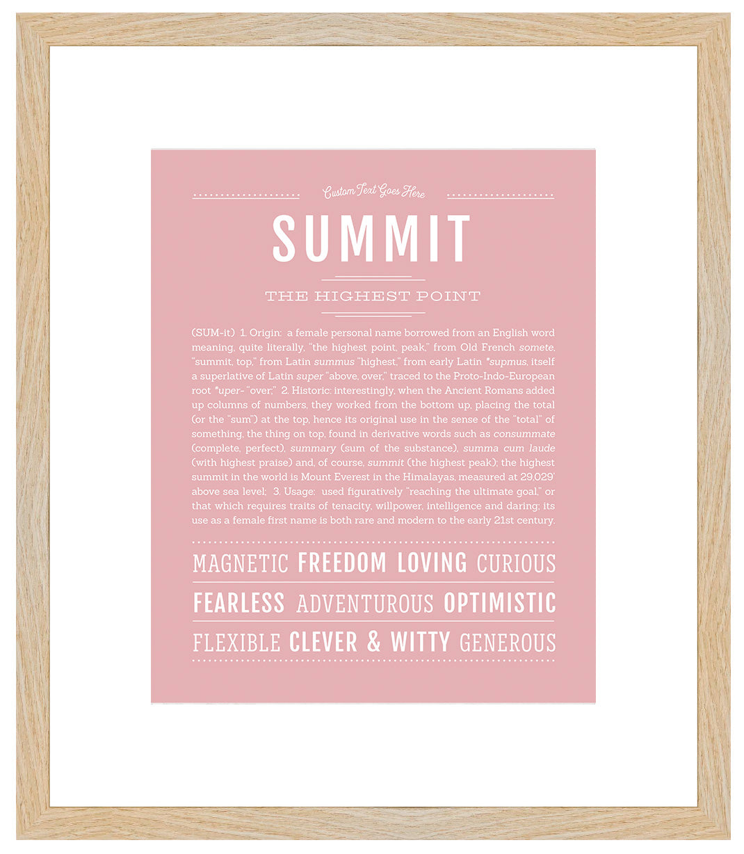 Summit (female) | Name Art Print