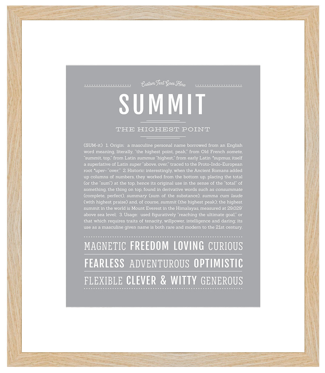 Summit (female) | Name Art Print