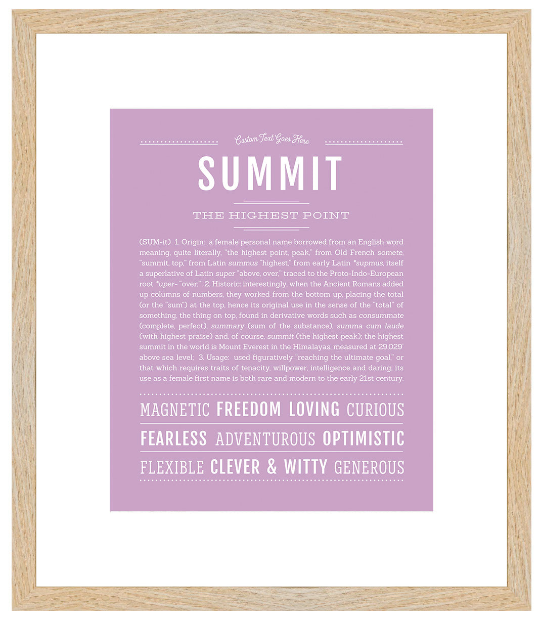 Summit (female) | Name Art Print