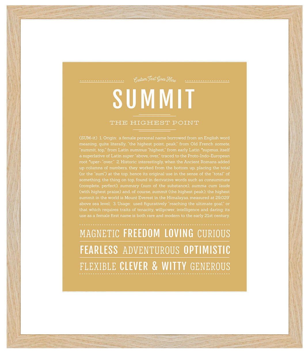 Summit (female) | Name Art Print