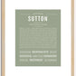 Sutton (female) | Name Art Print