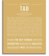 Tad Personalized Name Meaning Art Prints – Name Stories