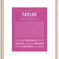 Taylor (female) | Name Art Print