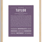 Taylor (female) | Name Art Print