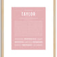 Taylor (female) | Name Art Print