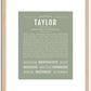 Taylor (female) | Name Art Print