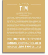 Tim Personalized Name Meaning Art Prints – Name Stories