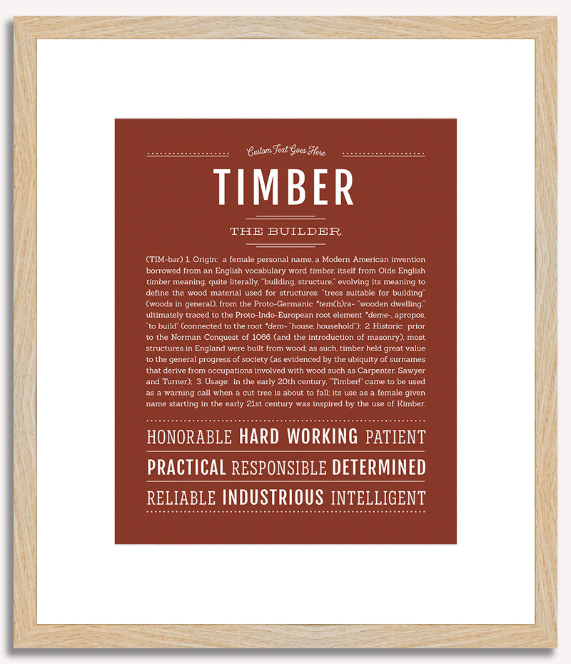 Timber (female) | Name Art Print