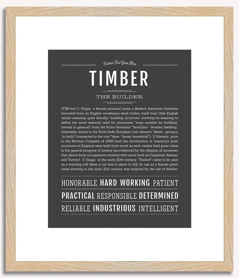 Timber (female) | Name Art Print